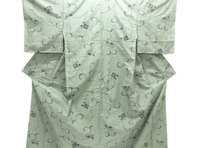 花唐草模様織出し手織り紬着物